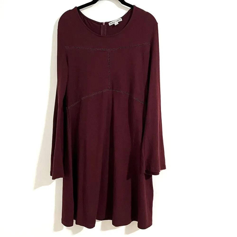 Moral Fiber Pink Skater Dress Size L Bell Long Sleeves Bohemian Gypsy‎ Festival